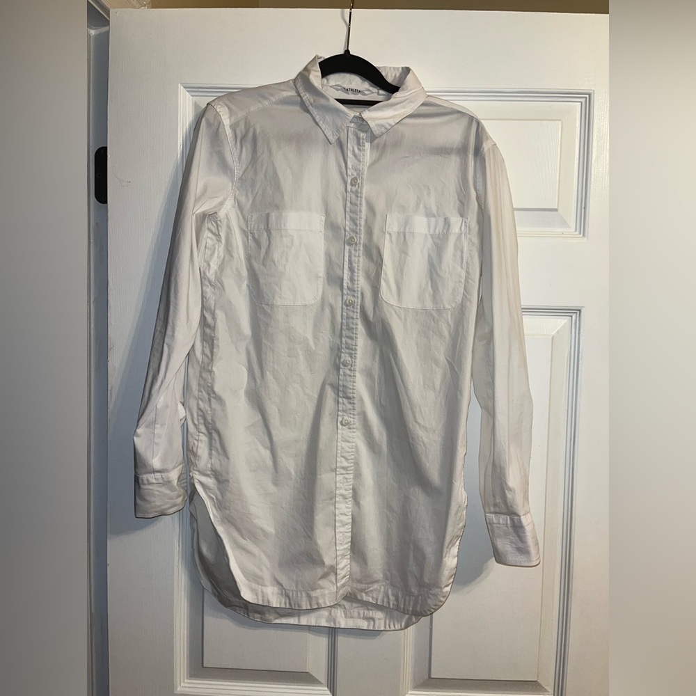 Athleta White Button-Down Long Sleeve Shirt